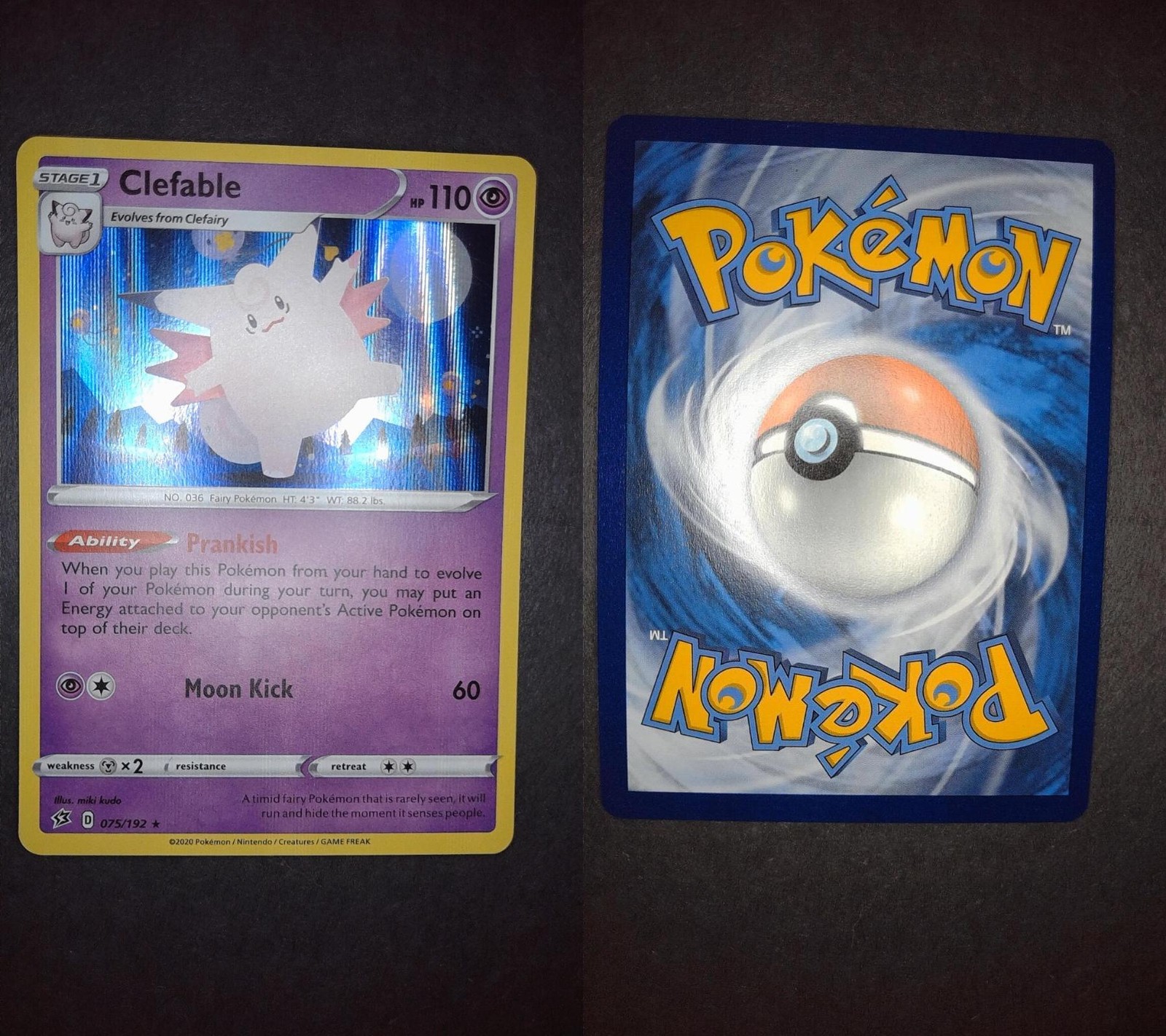 Clefable 075/192 Holo Rare Rebel Clash Pokemon Lightly Played