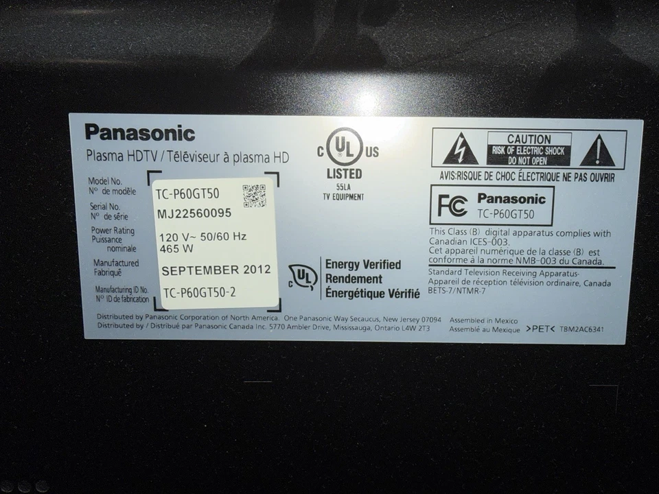 Panasonic 60” HDTV Plasma: Great Working Condition + Remote + Dongle: TC-P60GT50 - Image 3 of 3