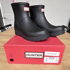 Size 10 Women s Hunter Short Black Pull-On Rubber Ankle Rain Boots WFS2020RMA