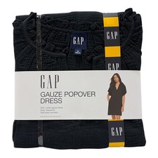 Gap Women's Lightweight & Breathable 100% Cotton Gauze Pop-Over Dress (Black, M)