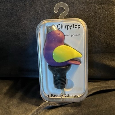 Chirpy Top Wine Pourer Whistle Purple & Kiwi Chirps When You Pour, Really Works!