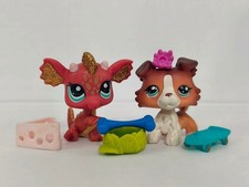 2pcs/lot Littlest Pet Shop Figure LPS Dragon Dog 2484 1542 W/Accessories Toy