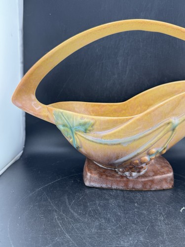 Roseville Wincraft Apricot 1948 Vintage Mid Century Modern Keramik Korb 209-12 - Bild 2 von 13