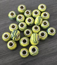 Set Of 25 Yellow With Blue/Green Bracelet Beads