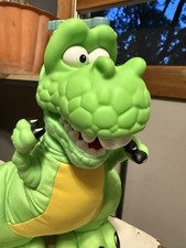 Vintage Fisher Price Dino Roar T-Rex Dinosaur plush 1999 plastic head Green