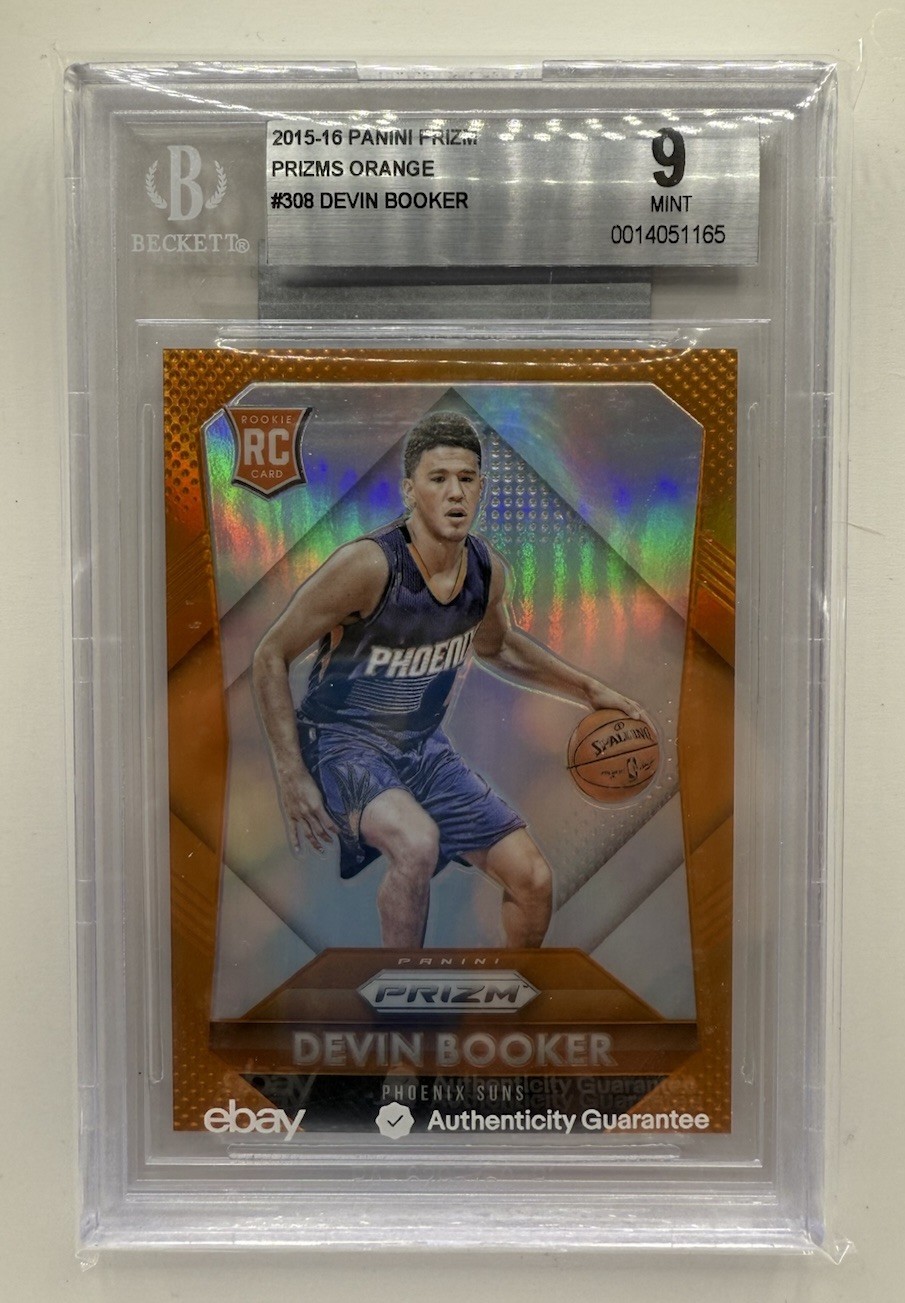2015-16 Panini Prizm - Devin Booker #308 Orange Prizm /65 (RC) Beckett 9