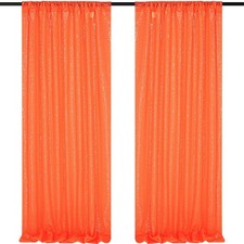 Orange Sequin Backdrop Curtains 2 PCS 2x8ft Glitter Wedding Photo Decor