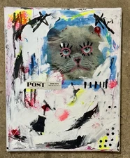 Funky Mixed Media Cat Art – Abstract 8x10 Original Canvas Pop Collage