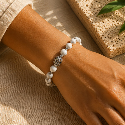 Howlite Buddha Bracelet   Calmness & Mindfulness Energy