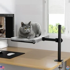 Cat Desk Bed - Steel Frame,180° Rotating & Adjustable Height, Removable Washable