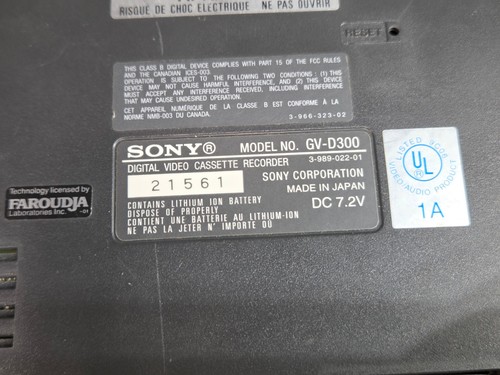 SONY GV-D300 MINI DV VIDEO WALKMAN VCR Untested Sold As Is FAST SHIP!๐จโ
- Picture 17 of 18