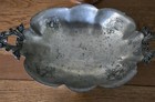 Vintage Victorian 100% PEWTER Grapevine Pattern Ornate Oval BOWL with Handles — photo 3
