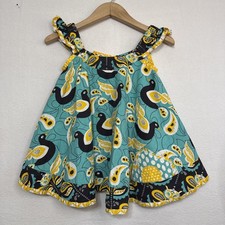 Jelly The Pug Peacock Birds Swirl Sundress Lilac Collection Girls Teal Size 6