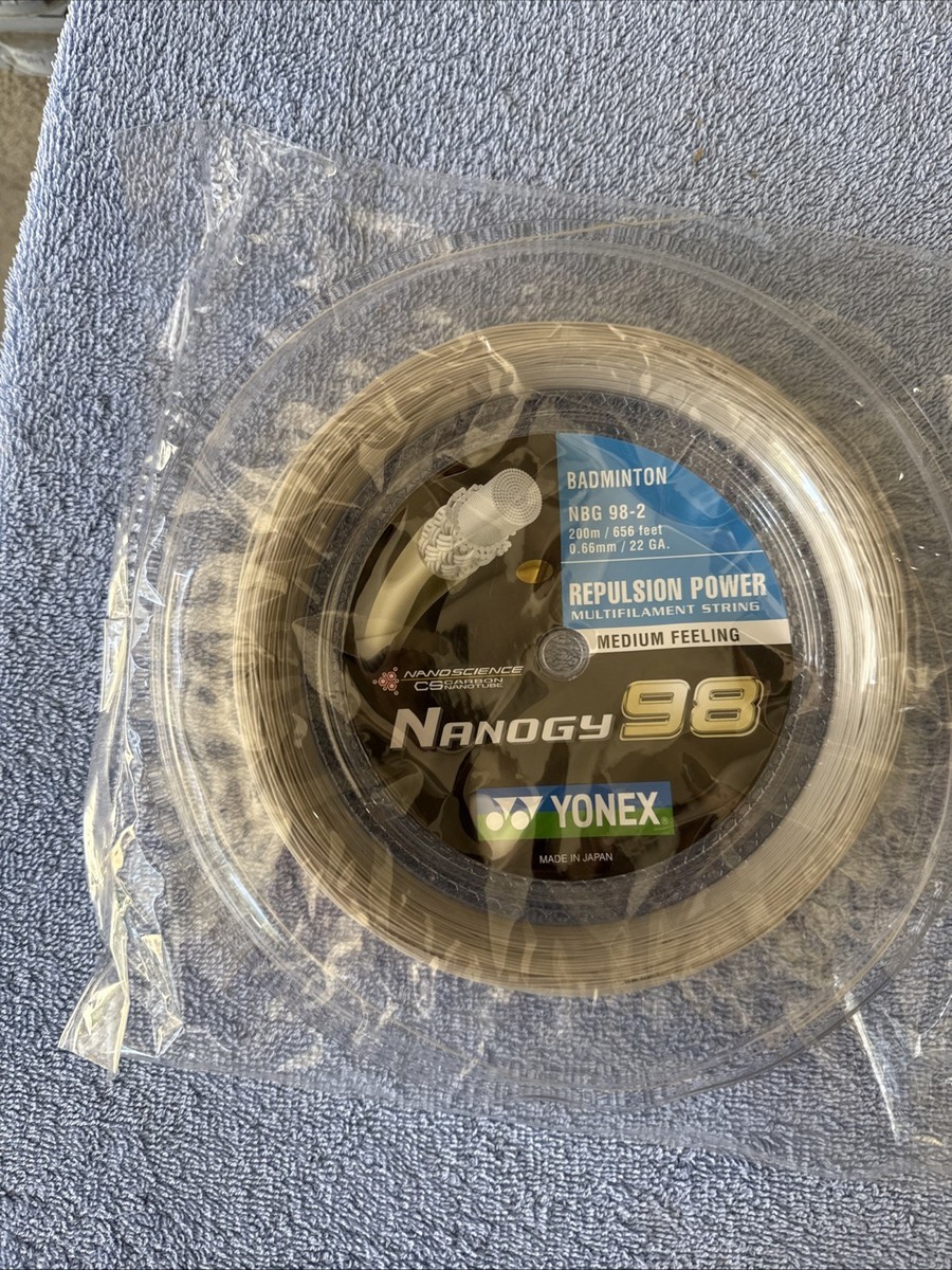 New Yonex Nanogy 98 656ft 200m Reel Badminton String. Silver Gray