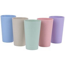 Unbreakable Wheat Straw Tumbler 20oz,5 Pack,BPA Free and Eco Friendly,Multicolor