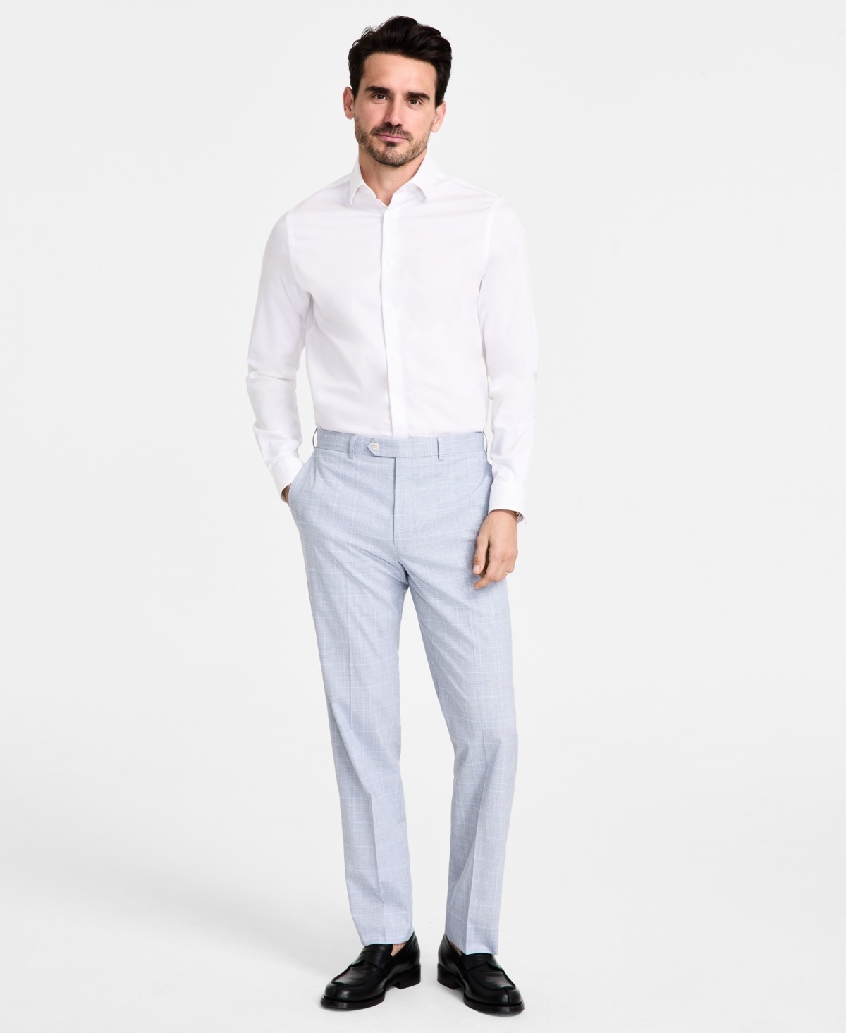 Michael Kors Mens Classic fit Dress Pants 36 30 Light Blue White Plaid 3890₽