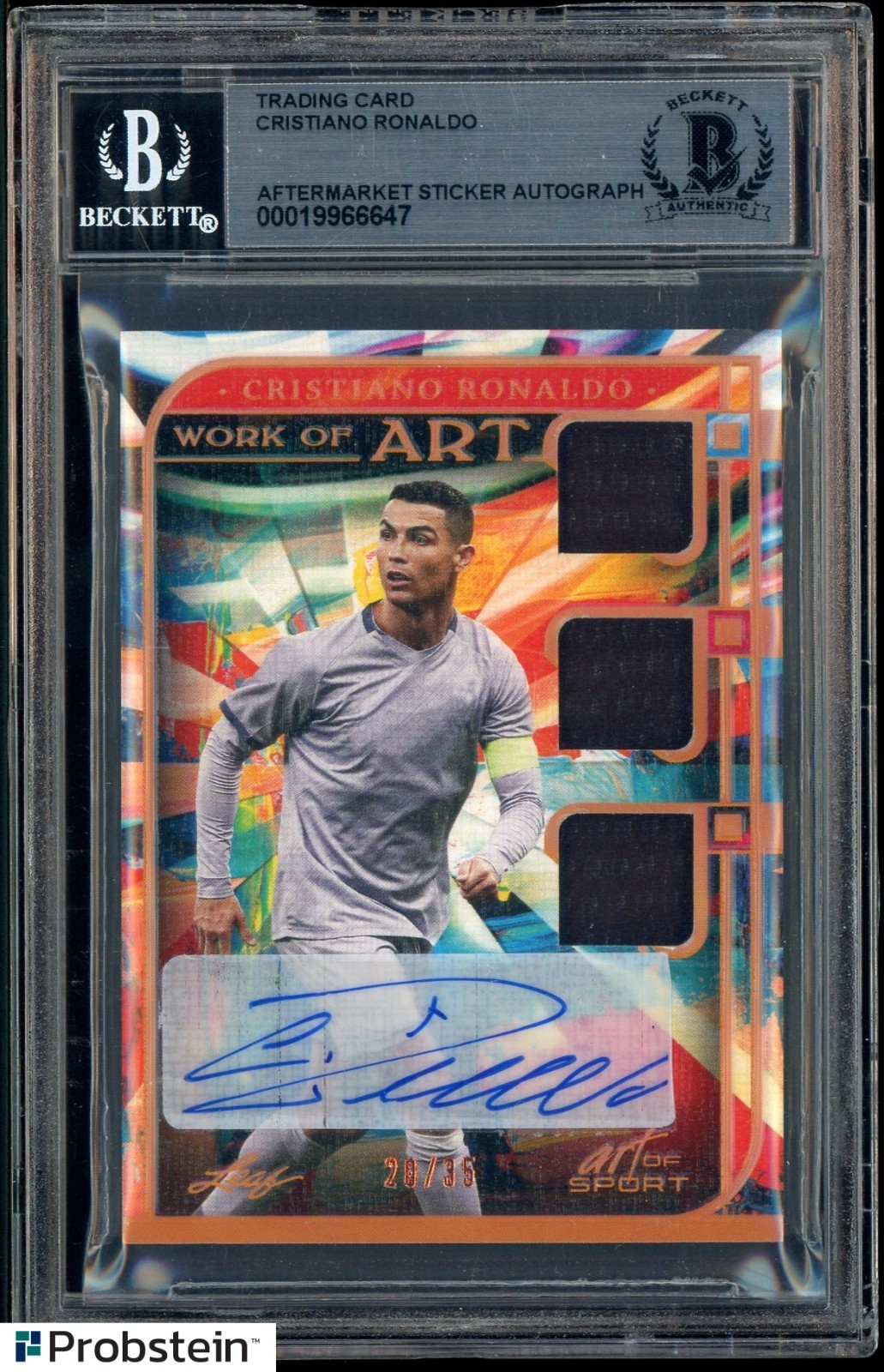 2023 Leaf Work of Art Cristiano Ronaldo GU Dual Patch /35 STICKER AUTO BGS BAS
