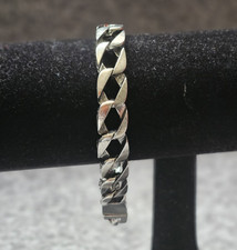 Silver Tone Curb Link Chain Bracelet with Box...