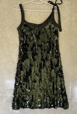 Mango Moments Womens Sequined All Over Mini Strap Dress Green Eur S Au 8
