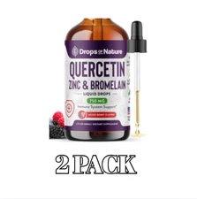 Quercetin With Bromelain & Zinc Liquid Drops - 500mg Quercetin PACK OF 2