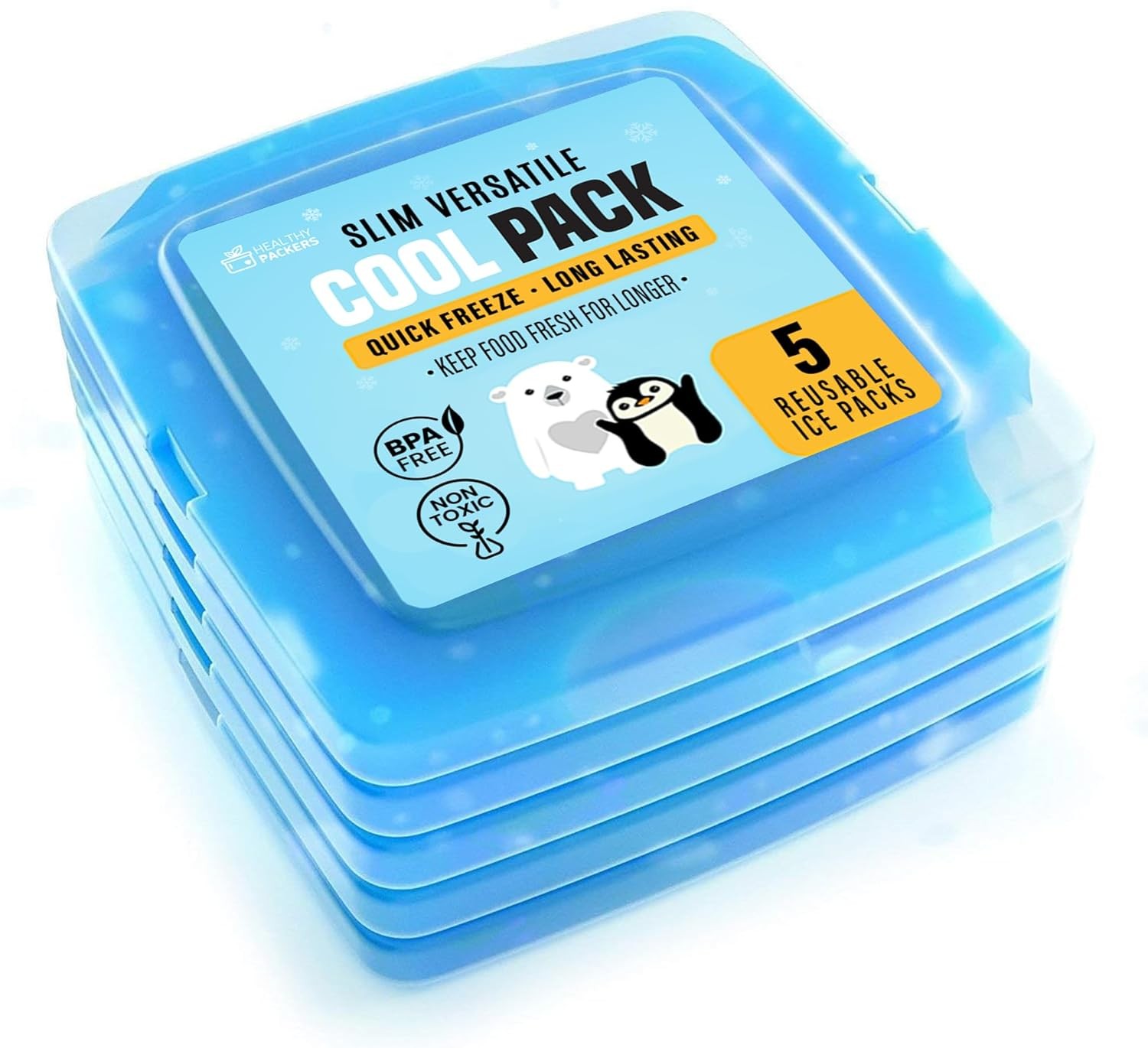 Healthy Packers&reg; Reusable Ice Pack for Lunch Box or Cooler Bag (Clear | 5-pack)