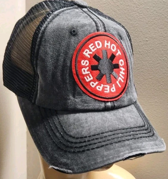 Red Hot Chilli Peppers Hat Distressed Ball Cap Hat Black& Black Mesh Hat