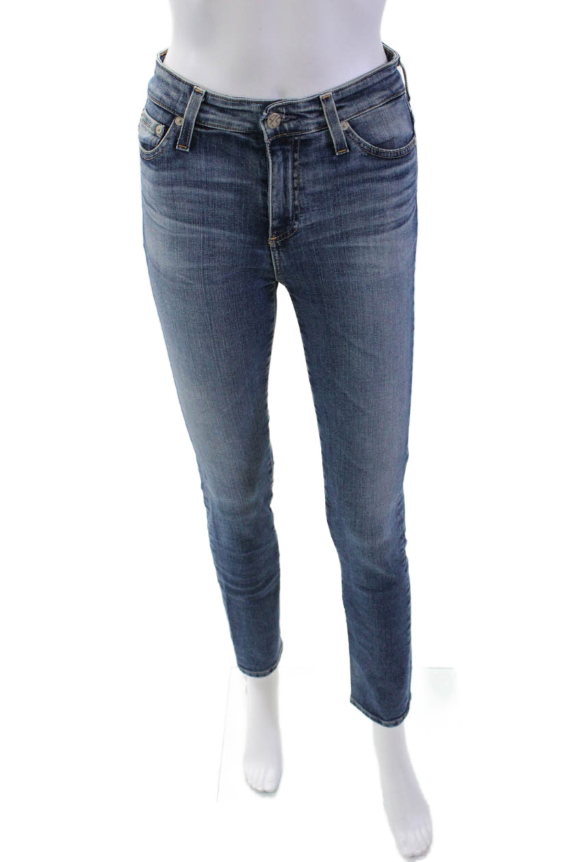 AG Women's Midrise Medium Wash Five Pocket Straight Leg Denim Pants Size 25