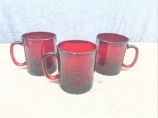 Set of 3 Arcoroc Classique France Ruby 3 5/8 ...