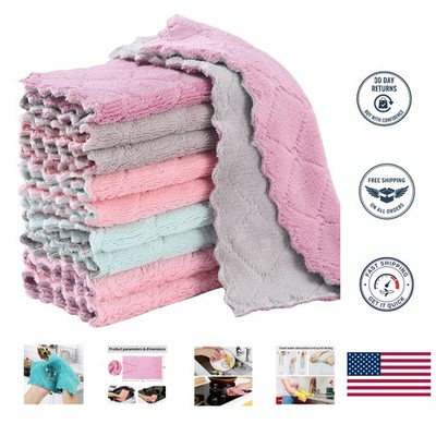 Eco-Friendly Coral Velvet Dish Towels - 10 Pack with Lush Softness & Absorption