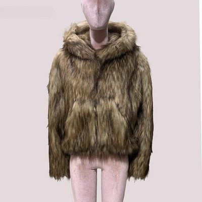 Womens Long Sleeve Winter Warm Jackets Fox Fur Thick Hooded Short Real Fur Coat