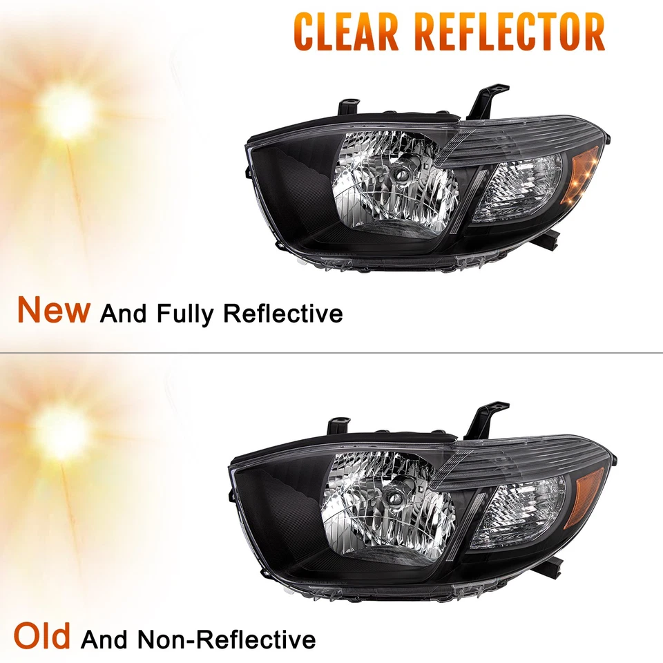 Faros esquineros ámbar carcasa negra para Toyota Highlander 2008 2009 2010 08-10 Foto 4 de 4