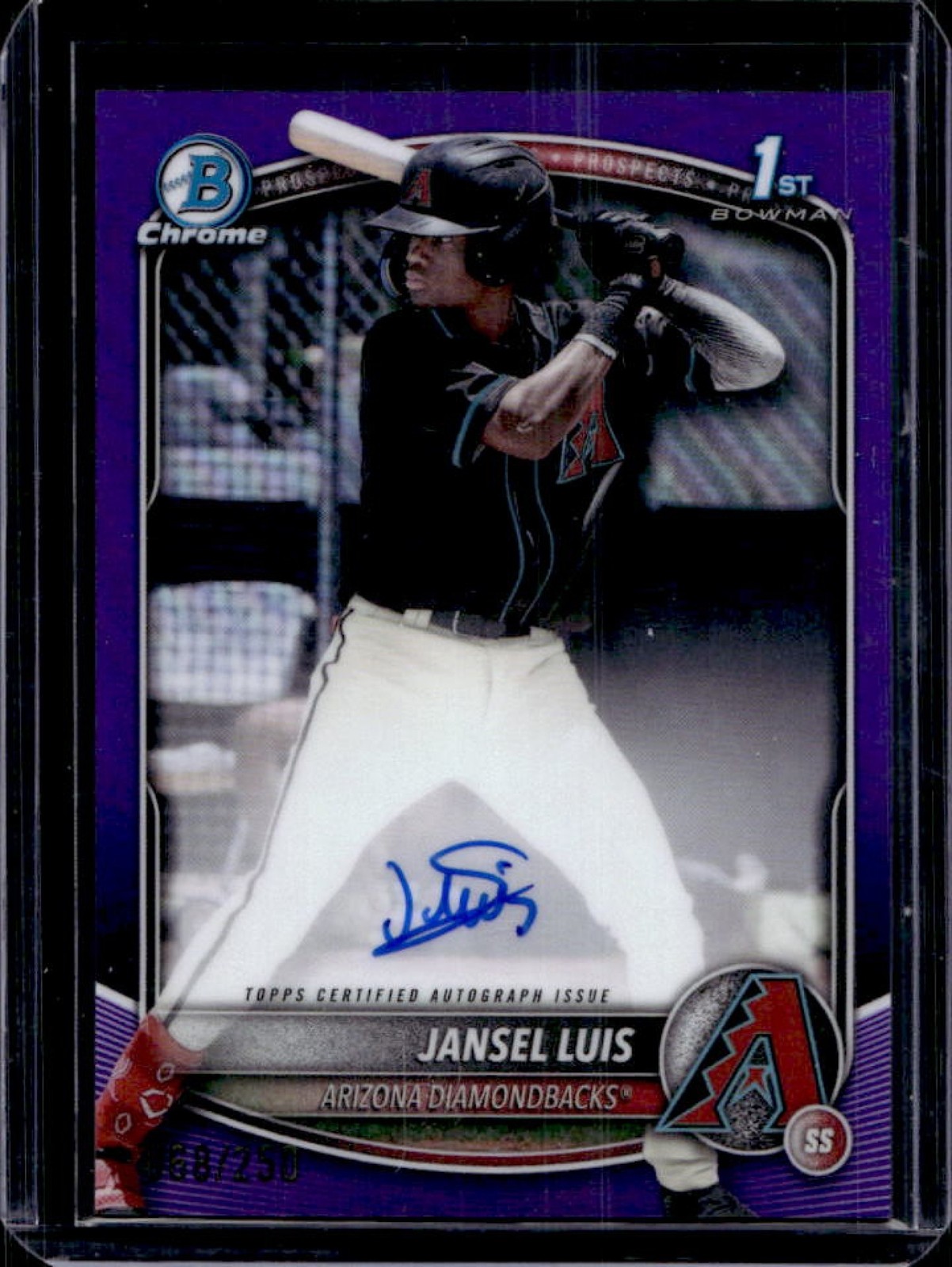 2025 Bowman Jansel Luis Chrome Auto Purple Refractor 1st Prospect #/250