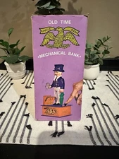 Uncle Sam Mechanical Plastic Coin Bank With original box-Broke, Has The Parts