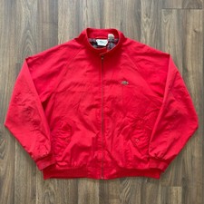 Vintage 90s Izod Lacoste Jacket Mens Large Red Plaid Lined Harrington Bomber