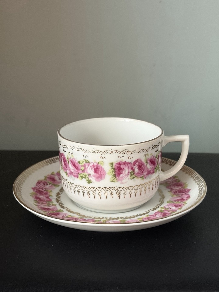 Vintage Pretty Swedish Cup & Saucer Rosebud Design Gold Trim - made in ...