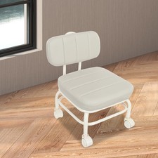 Low Rolling Stool, Roller Seat with Universal Swivel Caster Wheels  Backrest