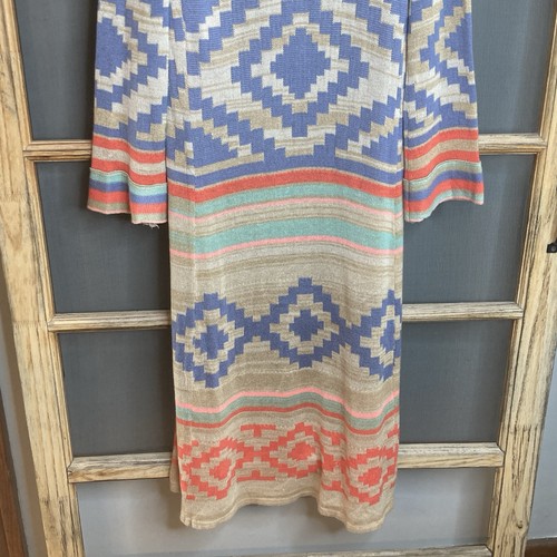 Xhilaration Aztec Damen Open Front Long Cardigan Pullover Gr. S orange hellbraun grün - Bild 2 von 17