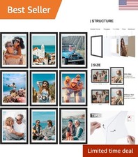 Stylish 12x16 Black Photo Frames Set - 9 Frames with Shatter-Resistant Glass