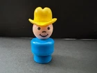 Vintage Fisher Price little people Plastic Blue Body Boy Yellow Hat #915 Farm