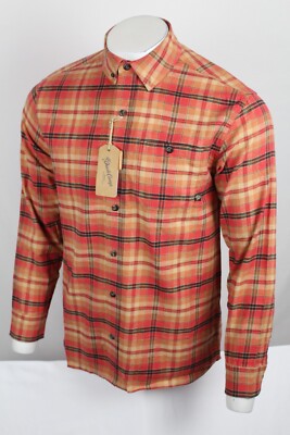 Duck Camp Men's Button Shirt Trailhead Twill Long Sleeve Red Snapper Plaid LS400