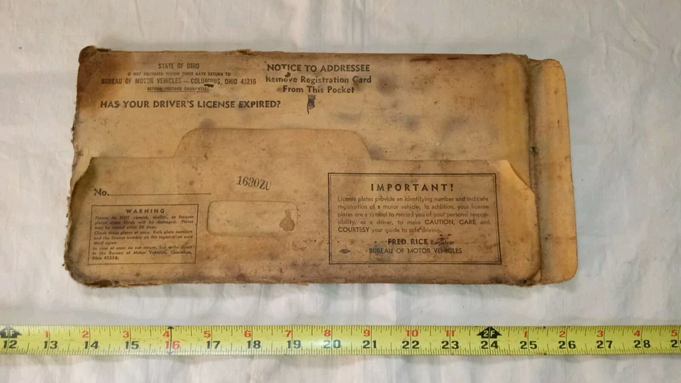 Винтажный 1969 Огайо номерной знак пара соответствующий набор «842 zu» с оригинальным конвертом - Изображение 3 из 4