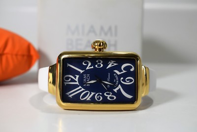 Glam Rock Watch Women's Miami Beach Art Deco Blue Dial Gold Tone