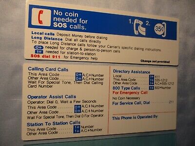 New Payphone Phone Instruction Cards For Gte Western Electric At T Pay Phones Ebay