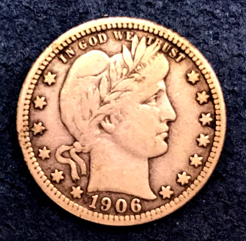 1906 d Barber Quarter - "LIBERTY" Headband Series - U.S. Coins Silver 25C