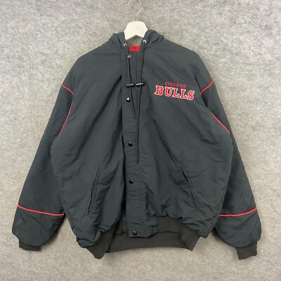 Vintage Chicago Bulls Jacke Herren Large schwarz Starter NBA isoliert Kapuze 1980er