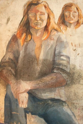 Antique expressionist gouache/pastel painting portrait - Picture 11 of 11