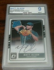 MATT OLSON Rookie AUTO****2017 DONRUSS OPTIC---MINT 9***BRAVES-A's--Rated---DOG
