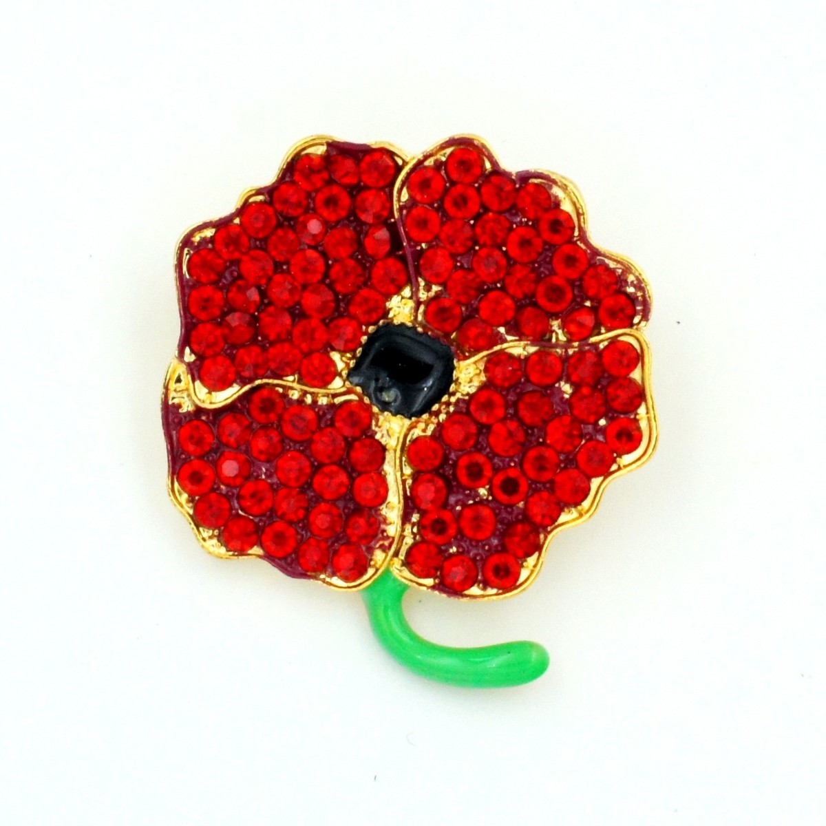 あブーケ New Fashion Beautiful Gold Plated GP Red Crystal Flower Brooch Pin