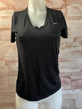 Nike Dri Fit Womens Black Athletic Fitness Running Tee Shirt Top Sz S EUC