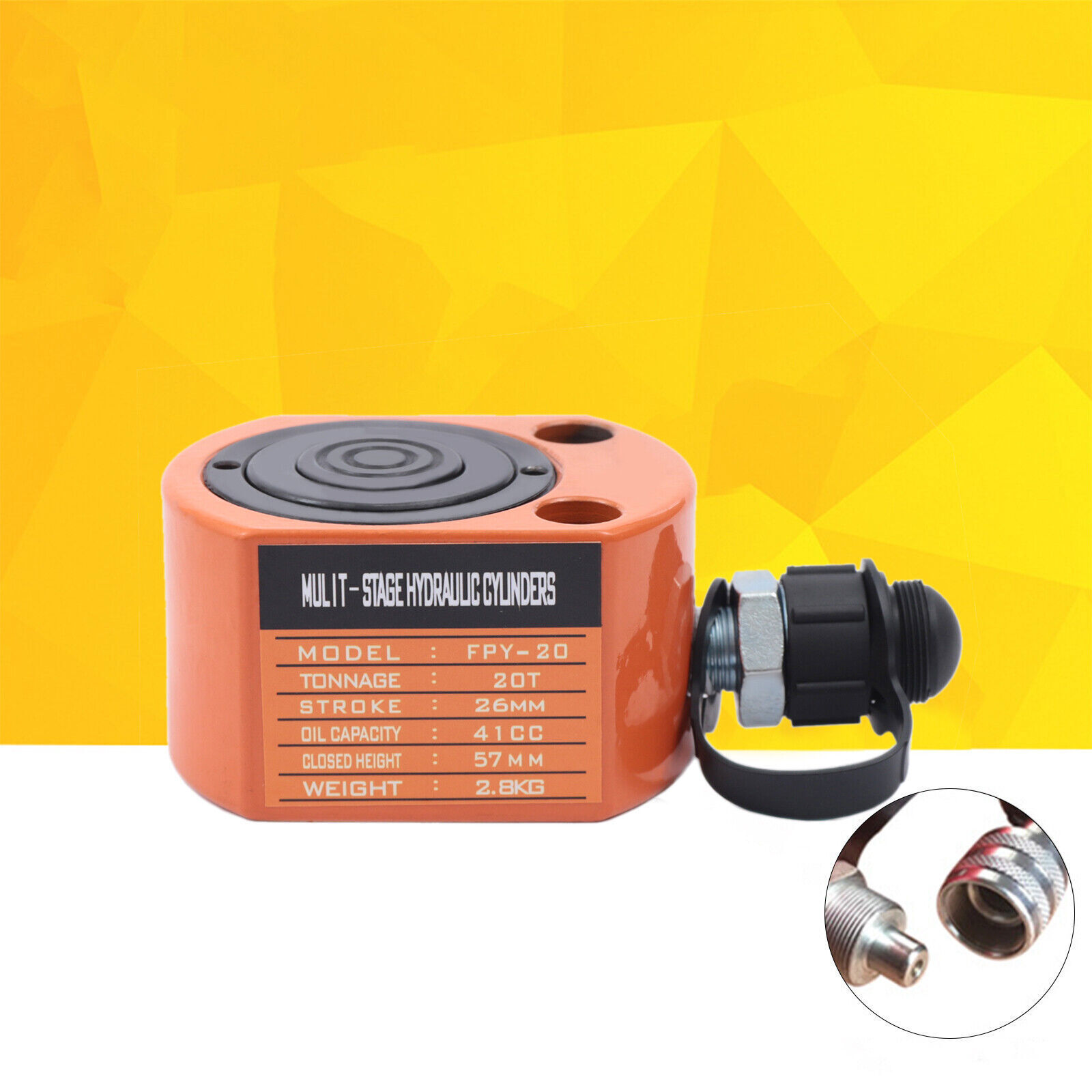 20 Ton Hydraulic Portable Ram Lifting Cylinder Stroke Porta Power Jack Tool